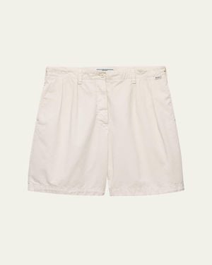 Prada Old Gabardine Cotton Bermuda Shorts - Natural