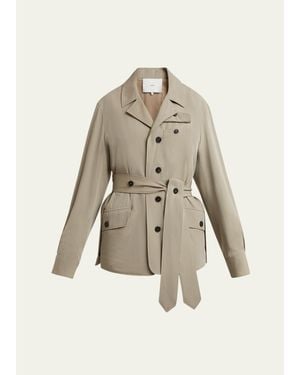 Setchu Travel Self-Tie Wool Safari Jacket - Natural