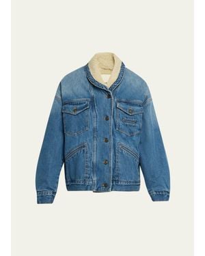 Isabel Marant Pimia Faux-Fur Lined Denim Jacket - Blue