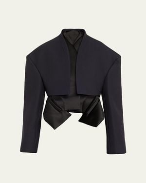 A.W.A.K.E. MODE Oversized Cropped Jacket - Blue