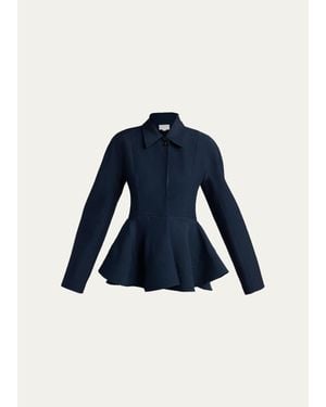Stella McCartney Dolman-Sleeve Wool Peplum Jacket - Blue