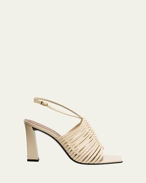 Giuseppe Zanotti Maya Strappy Leather Block-Heel Sandals - Natural