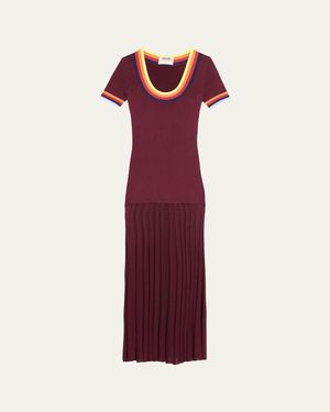 Christopher John Rogers Saucer Neck Short-Sleeve Maxi Dress - Red