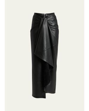 Givenchy Draped Leather Maxi Skirt - Black