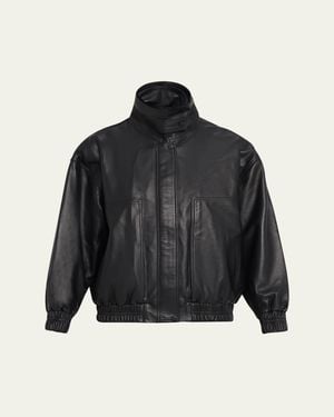 AEXAE Leather Double-Collar Jacket - Black