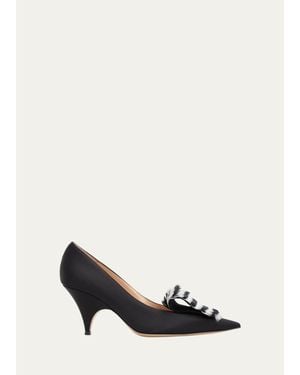 Gianvito Rossi 70Mm Feathered Crepe Satin Pumps - White
