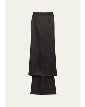 Brandon Maxwell Monroe Wool-Silk Train Maxi Skirt - Black