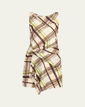 A.L.C. Dea Plaid Draped Mini Dress - Natural