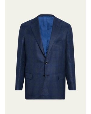 Kiton Tonal Windowpane Sport Coat - Blue