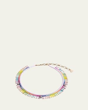Elsie & Fred On The Fringe Necklace With Bugle Beads And Crystals - Natural