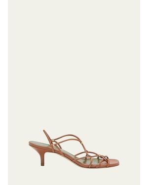 MARIA LUCA Iside Leather Caged Slingback Sandals - Natural