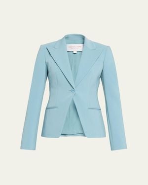 Michael Kors Sabrina Single-Button Stretch Wool Blazer - Blue