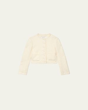 Another Tomorrow Cropped Organic Cotton Tweed Jacket - Natural