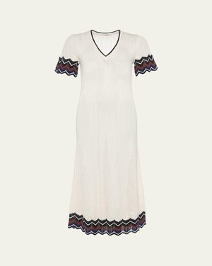 Eres Luna Chevron Striped Knit Maxi Dress - White