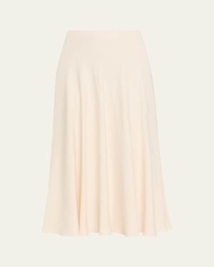 Loro Piana Erika Silk-Wool Cady Midi Skirt - Natural