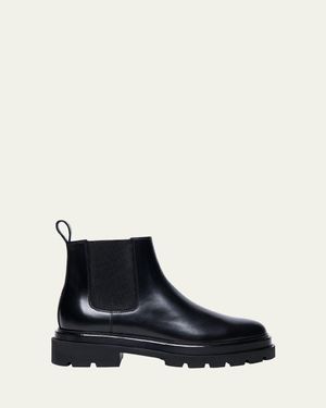 Santoni Forestlow Leather Chelsea Booties - Blue