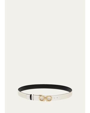 Ferragamo Reversible Leather Gancini Belt - White