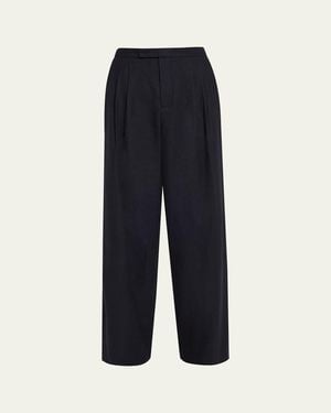 Vince Pleated Mid-Rise Wide-Leg Pants - Blue