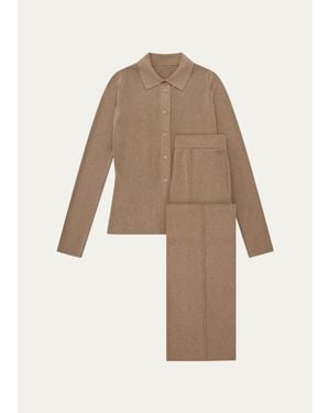 Olivia Von Halle Dree Knit Silk-Cashmere Pajama Set - Natural