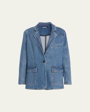Kobi Halperin Kiera Embellished Denim Blazer Jacket - Blue