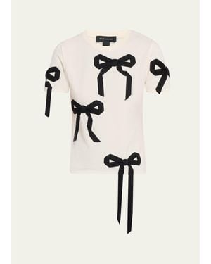 Marc Jacobs Bow Short-Sleeve Shrunken T-Shirt - Natural