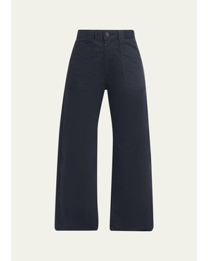 Moussy Gusset Mid-Rise Ankle Cargo Pants - Blue