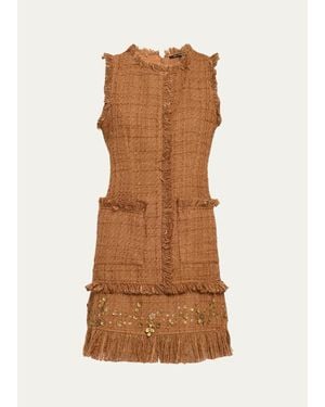 Kobi Halperin Rives Sequin-Embellished Tweed A-Line Mini Dress - Brown