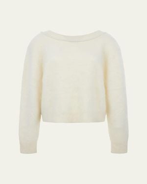 BERNADETTE Solene Pearly Low-Back Cashmere Sweater - Natural