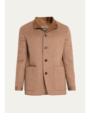 ZEGNA Houndstooth Wool-Blend Jacket - Brown