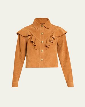 Ulla Johnson Matilde Ruffle Suede Jacket - Multicolor