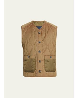 Sease Military-Style Quilted Vest - Natural
