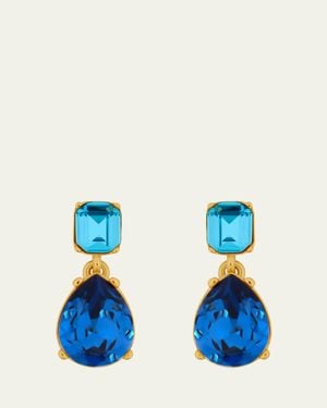 Oscar de la Renta Crystal Drop Earrings - Blue