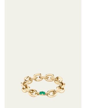 Lizzie Mandler 18K Knife Edge Oval Link Ring With Emerald - Natural