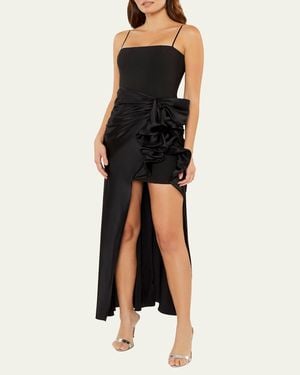 Cinq À Sept Drina Sleeveless Satin Wrap Gown - Black