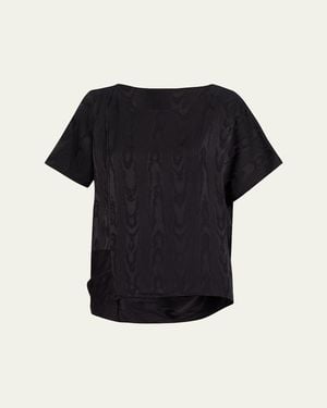 Dries Van Noten Caressa Moire Short-Sleeve Blouse - Black