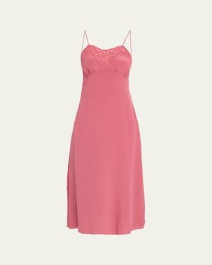 Chloé Lace-Trim Empire Silk Midi Slip Dress - Pink