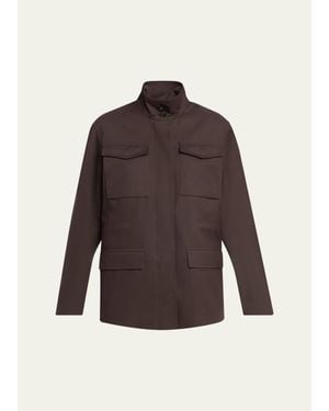 The Row Floriane Cotton-Cashmere Utility Jacket - Brown