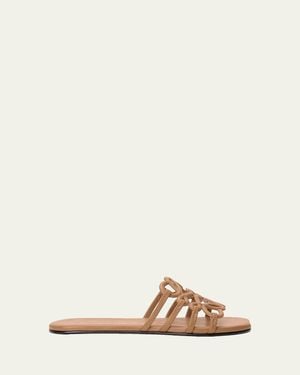 Loewe X Paula's Ibiza Petal Leather Anagram Slide Sandals - Natural