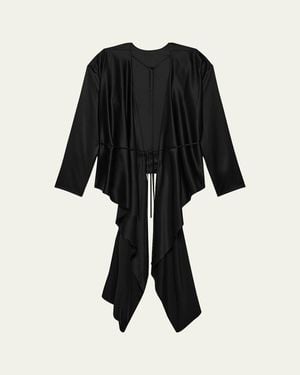Helmut Lang Draped Silk Satin Scarf Top - Black