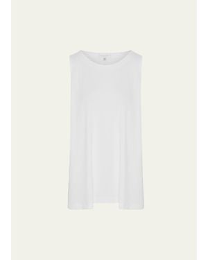 Eskandar A-Line Round-Neck Long Shell Top - White