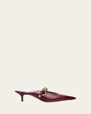 Balenciaga 45Mm City Leather Mules - Red