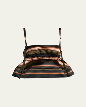 Sacai Horizontal Striped Sleeveless Crop Peplum Top - White
