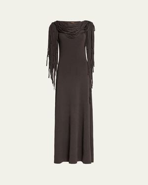 Altuzarra Chaney Fringe Cowl-Neck Gown - Black