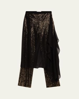 Michael Kors Draped Sequin Straight-Leg Pants - Black