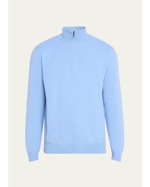 Massimo Alba Cashmere Half-Zip Sweater - Blue