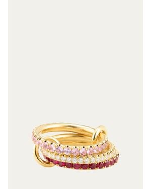 Spinelli Kilcollin 18K Custom 3-Band Ring With Diamonds, Rubies, And Sapphires - Natural