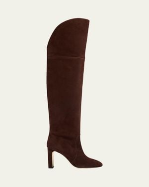 Stuart Weitzman Babette Tubo Suede Over-The-Knee Boots - Brown