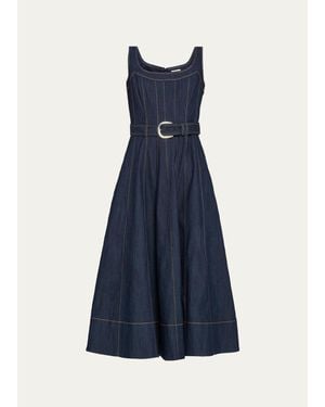Cinq À Sept Cambree Belted Denim Midi Dress - Blue
