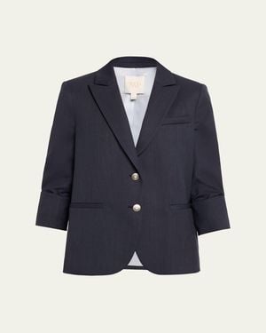Twp Boyfriend Single-Breasted Stretch Wool Blazer - Blue