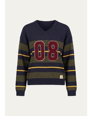 Sea Mina Striped Varsity Sweater - Blue